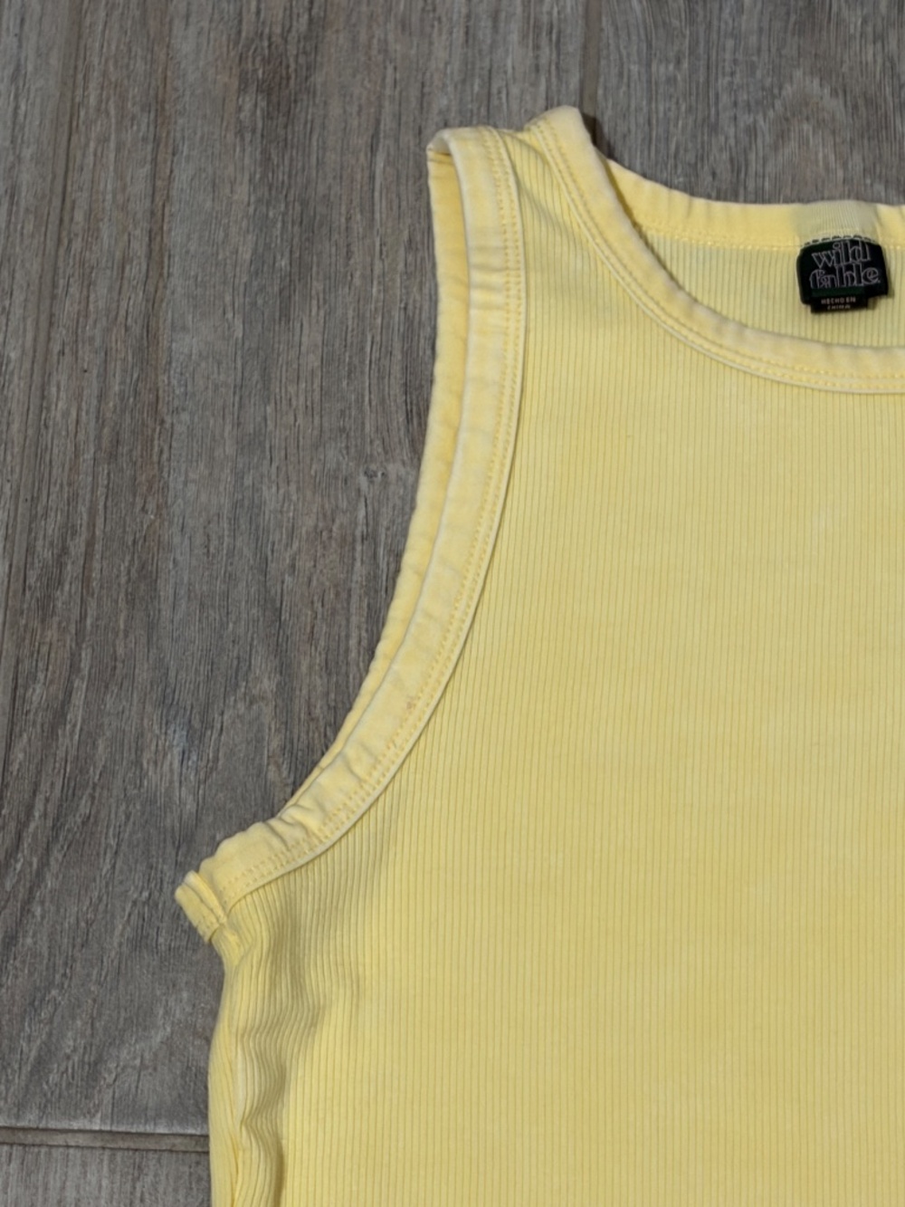 NWOT! Women's Wild Fable Distressed Light Yellow Ribbed Tank - SMALL